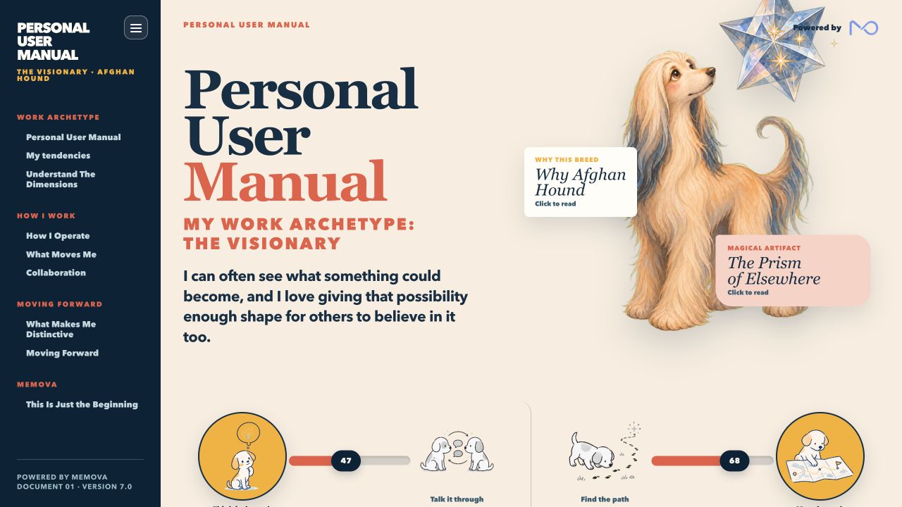 Preview of Vera's Personal Manual webpage